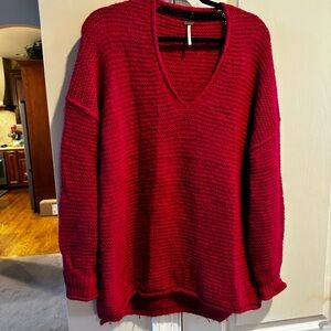 Free People V-Neck Chunky Knit Sweater